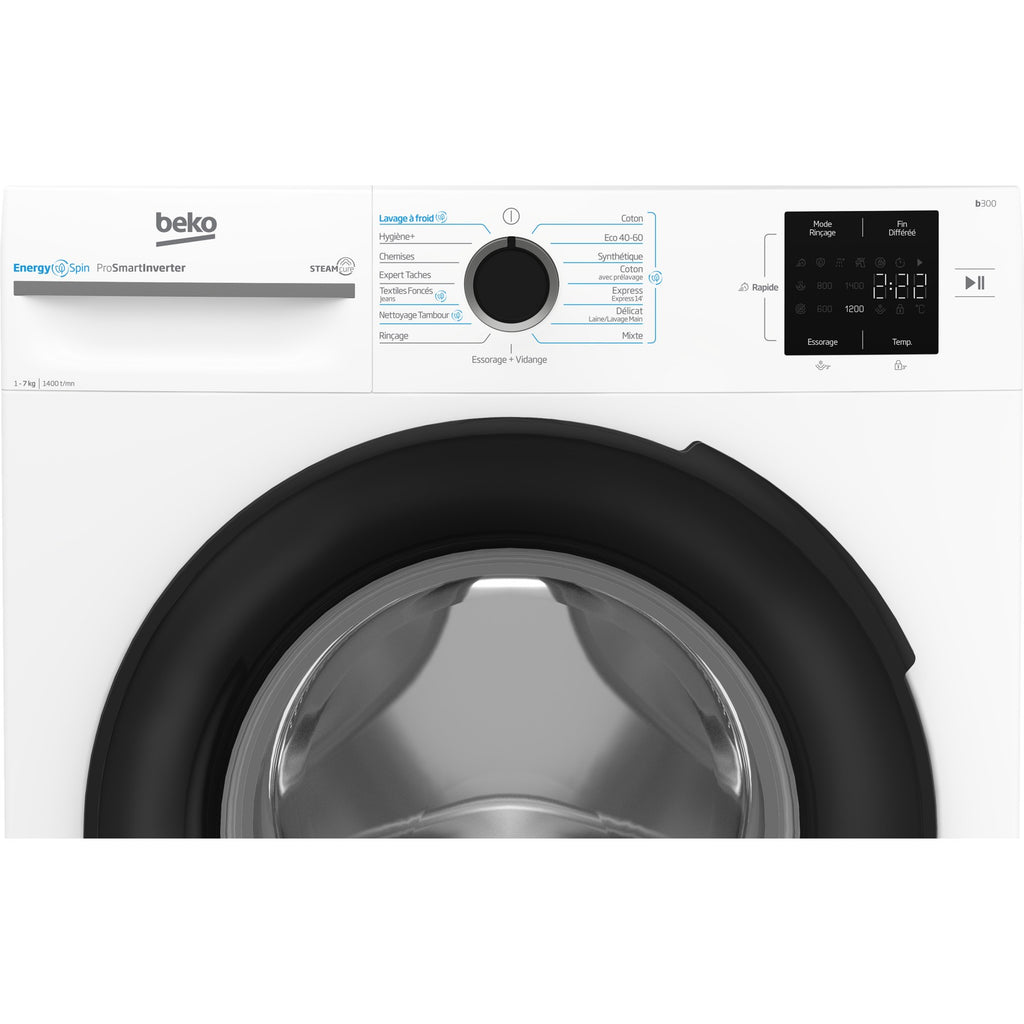 Lave linge compact BEKO BM3WFU47411B - 7 kg - 1400 tr/min - Classe A - Moteur induction - Energy Spin