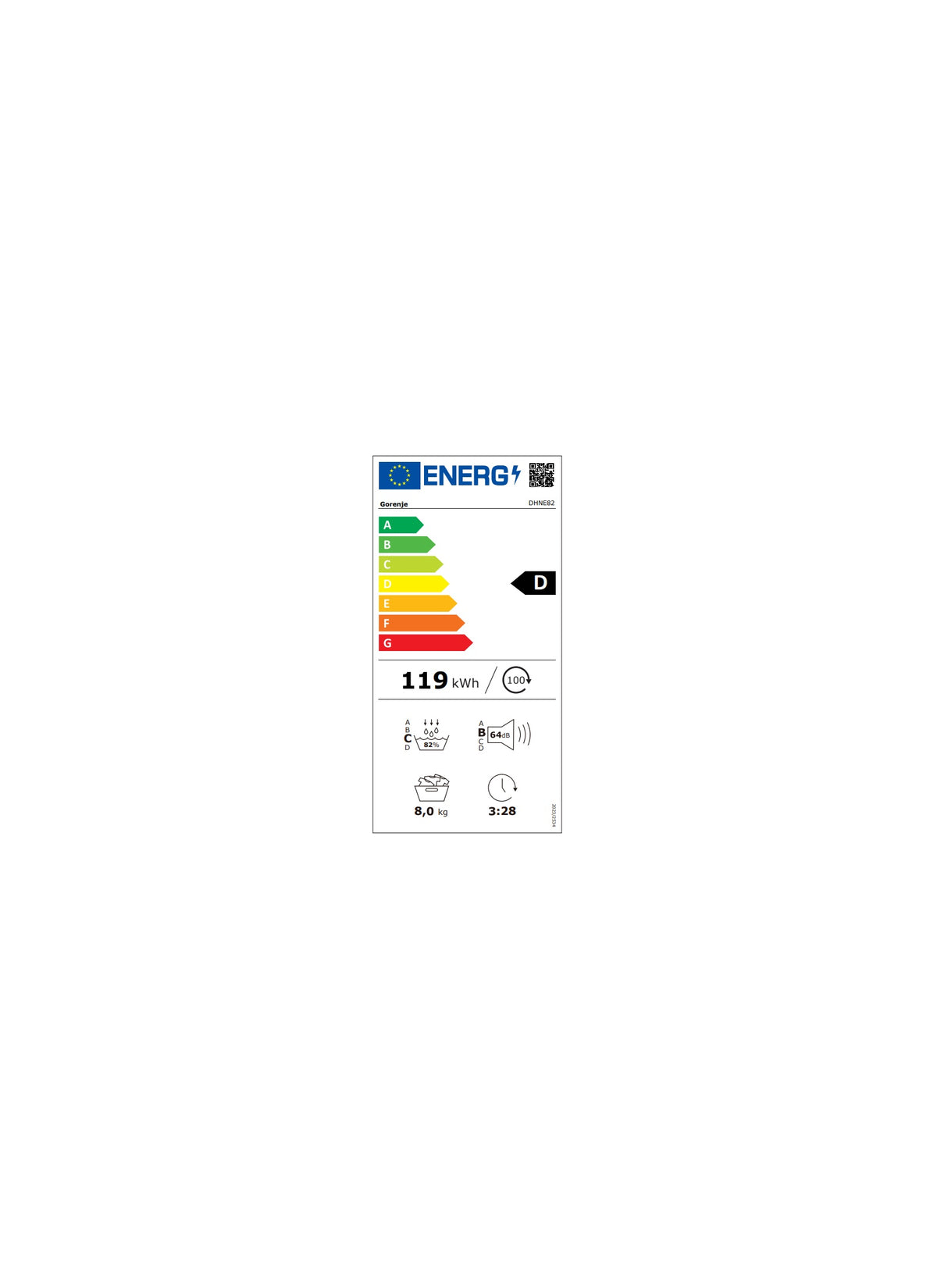 Sèche linge pompe à chaleur GORENJE DHNE82