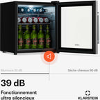Mini réfrigérateur KLARSTEIN Beersafe porte vitrée 44x48cm LED Argent