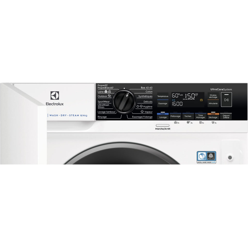 Lave linge séchant hublot encastrable ELECTROLUX EW8W3816BI - 8/4 kg - 1600 tr/min - Classe D - Moteur induction