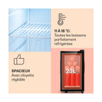 Mini réfrigérateur KLARSTEIN Brooklyn 23L Slim LED vitré 11-18°C noir