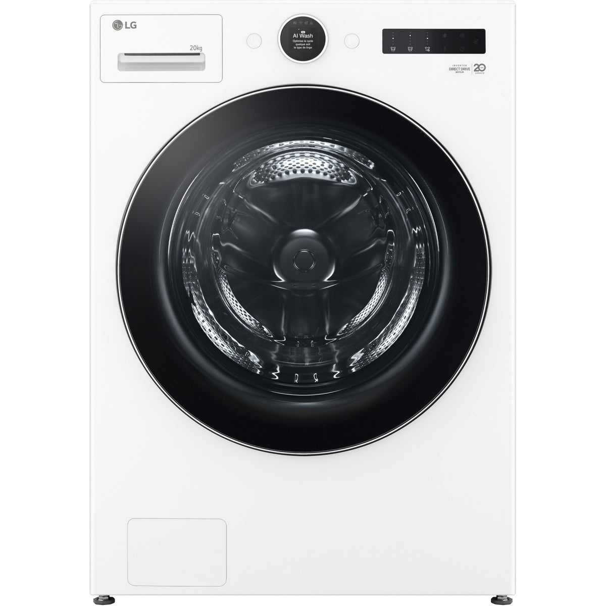 Lave linge hublot LG F20F12WST - 20 kg - 1000 tr/min - Classe A - Moteur induction direct drive - Connecté wifi