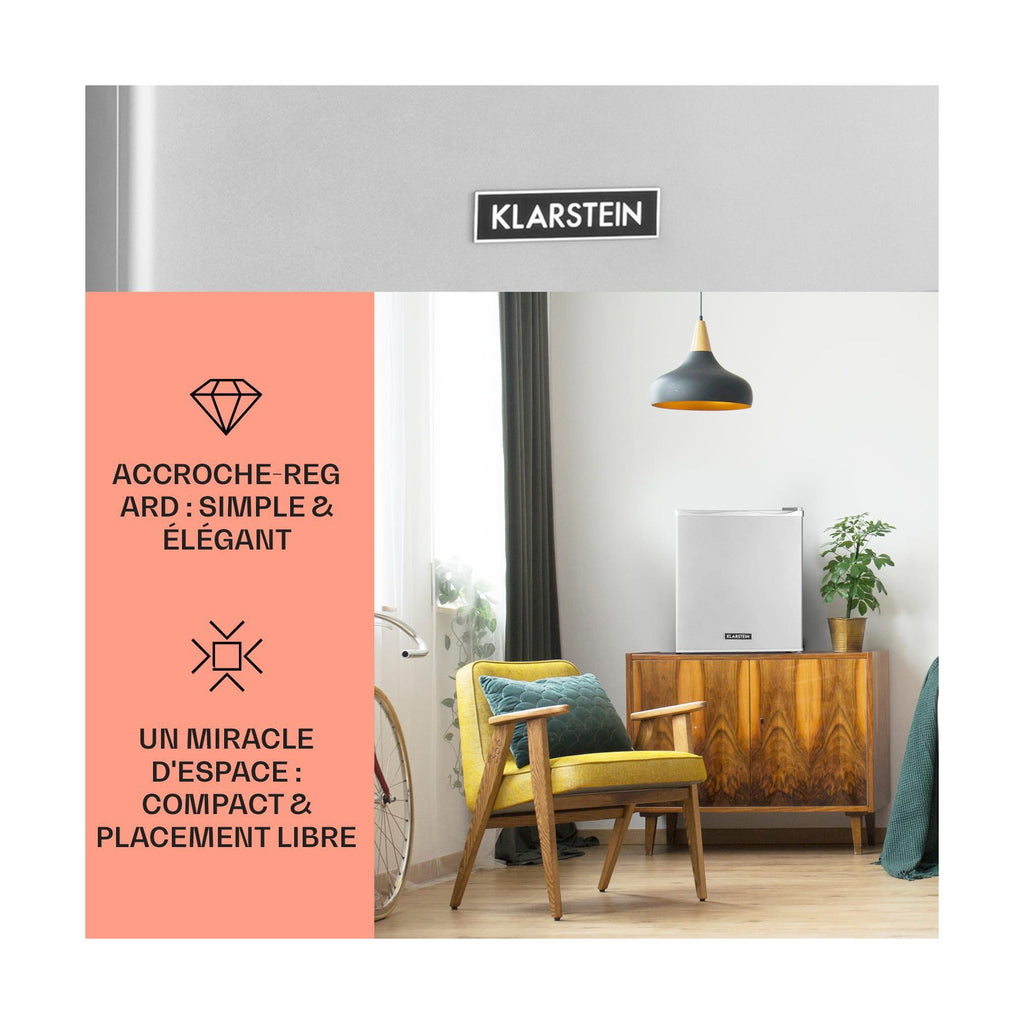 Mini réfrigérateur KLARSTEIN Happy Hour 30L 5-15°C 23 dB LED inox