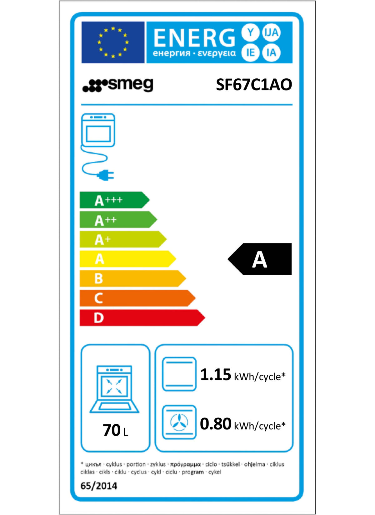 Four Pyro SMEG SF67C1AO - Convection naturelle