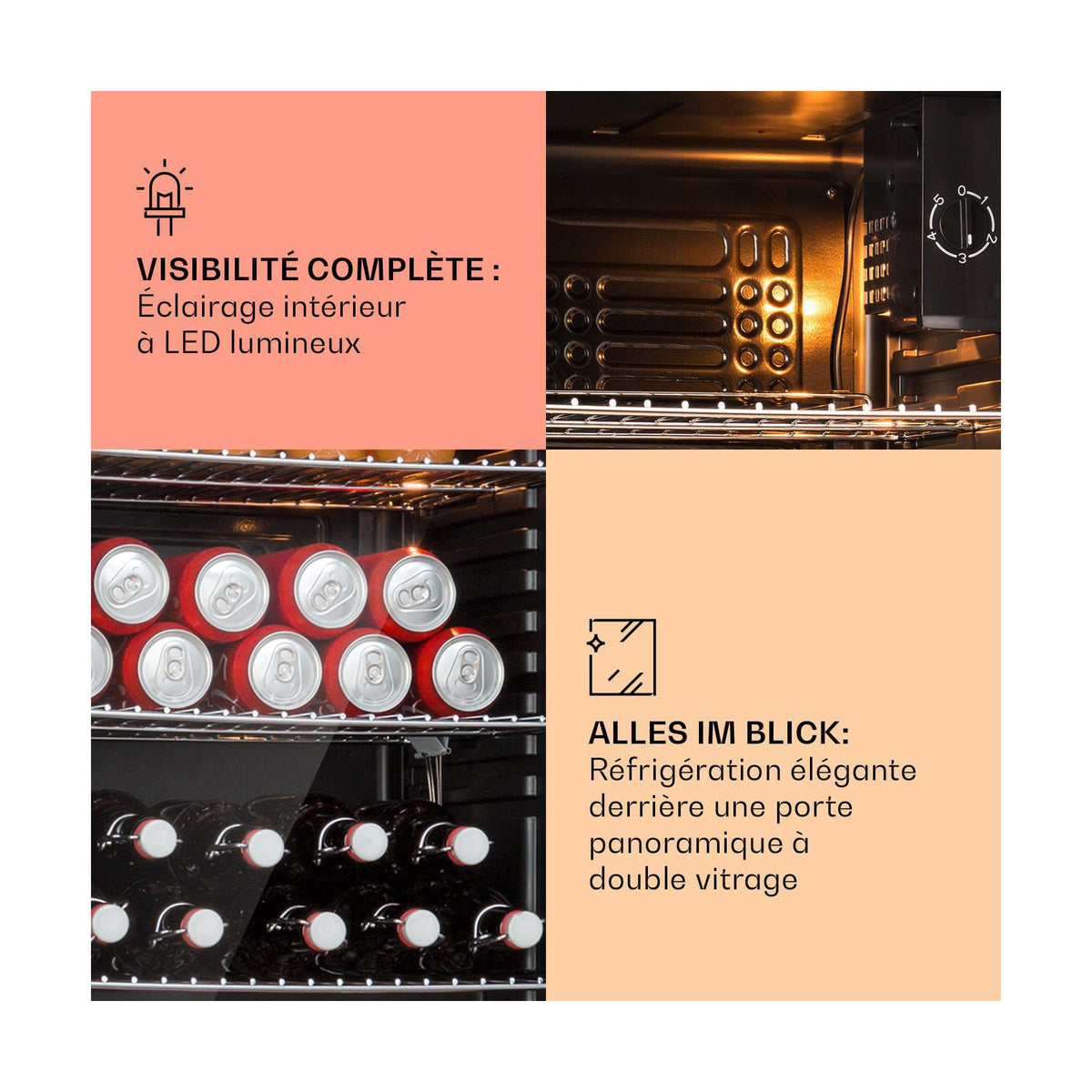 Mini réfrigérateur KLARSTEIN BeersafeXXL 80L porte vitrée inox cuivre