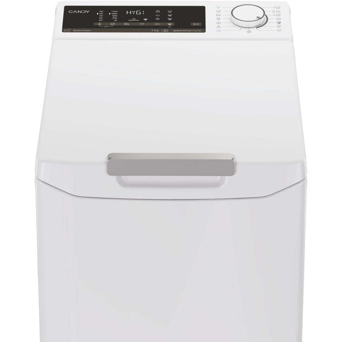 Lave linge top CANDY TCA474TM5-S - 7 kg - 1400 tr/min - Classe A - Moteur induction - Connecté