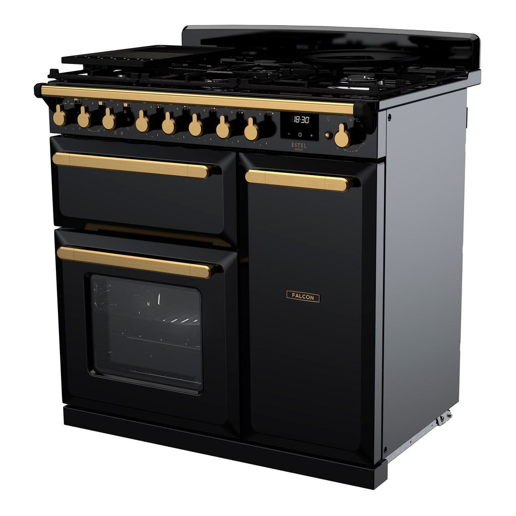 Piano de cuisson gaz FALCON ESTEL DELUXE TAB GAZ 90 CM NOIR BRILLANT