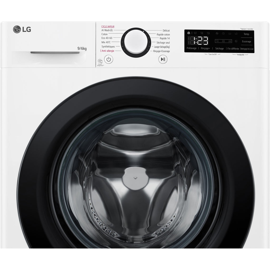 Lave linge séchant hublot LG F964R35WRS - 9/6 kg - 1400 tr/min - Classe D - Moteur direct drive - Connecté