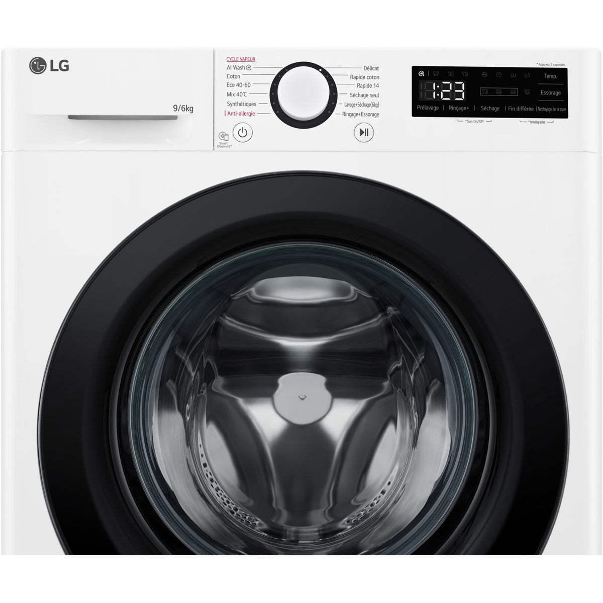 Lave linge séchant hublot LG F964R35WRS - 9/6 kg - 1400 tr/min - Classe D - Moteur direct drive - Connecté