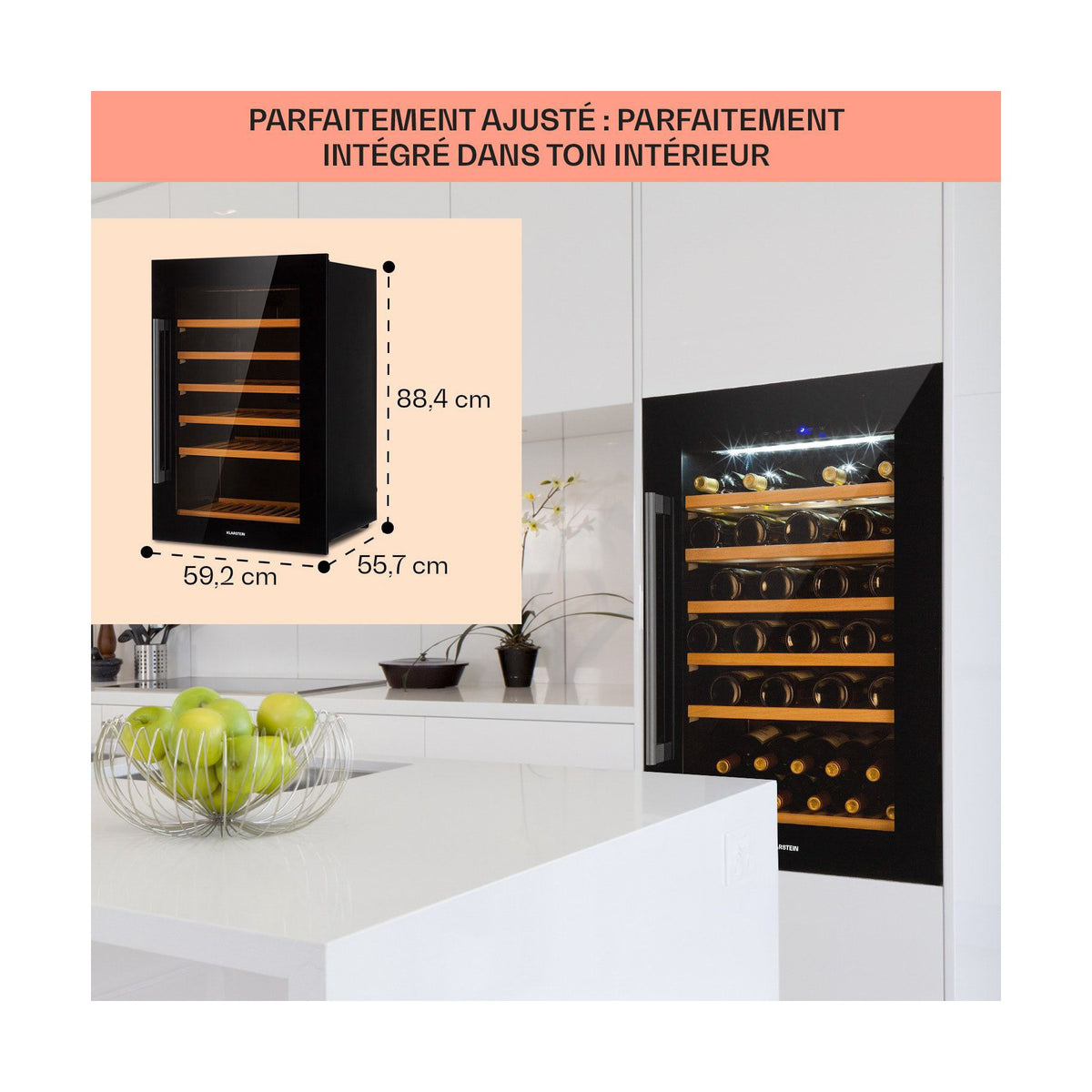 Cave à vin de service KLARSTEIN Vinsider 52 Built-In - Noir Reconditionné
