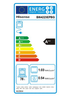 Four encastrable HISENSE BI64223EPBG - Pyrolyse - Chaleur pulsée - Rails télescopiques - Mode Pizza 300°C - Air Fry