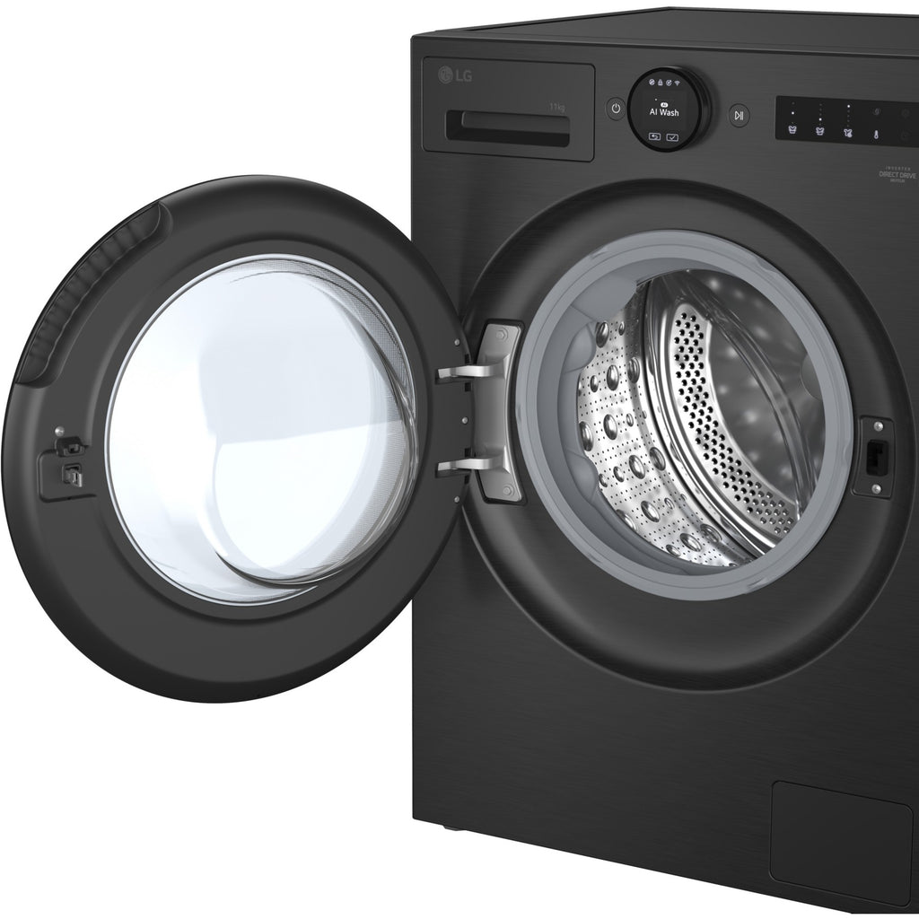 Lave linge hublot LG F14X76BSTA - 11 kg - 1400 tr/min - Classe A - Moteur direct drive - Autodosage - Wifi - Noir