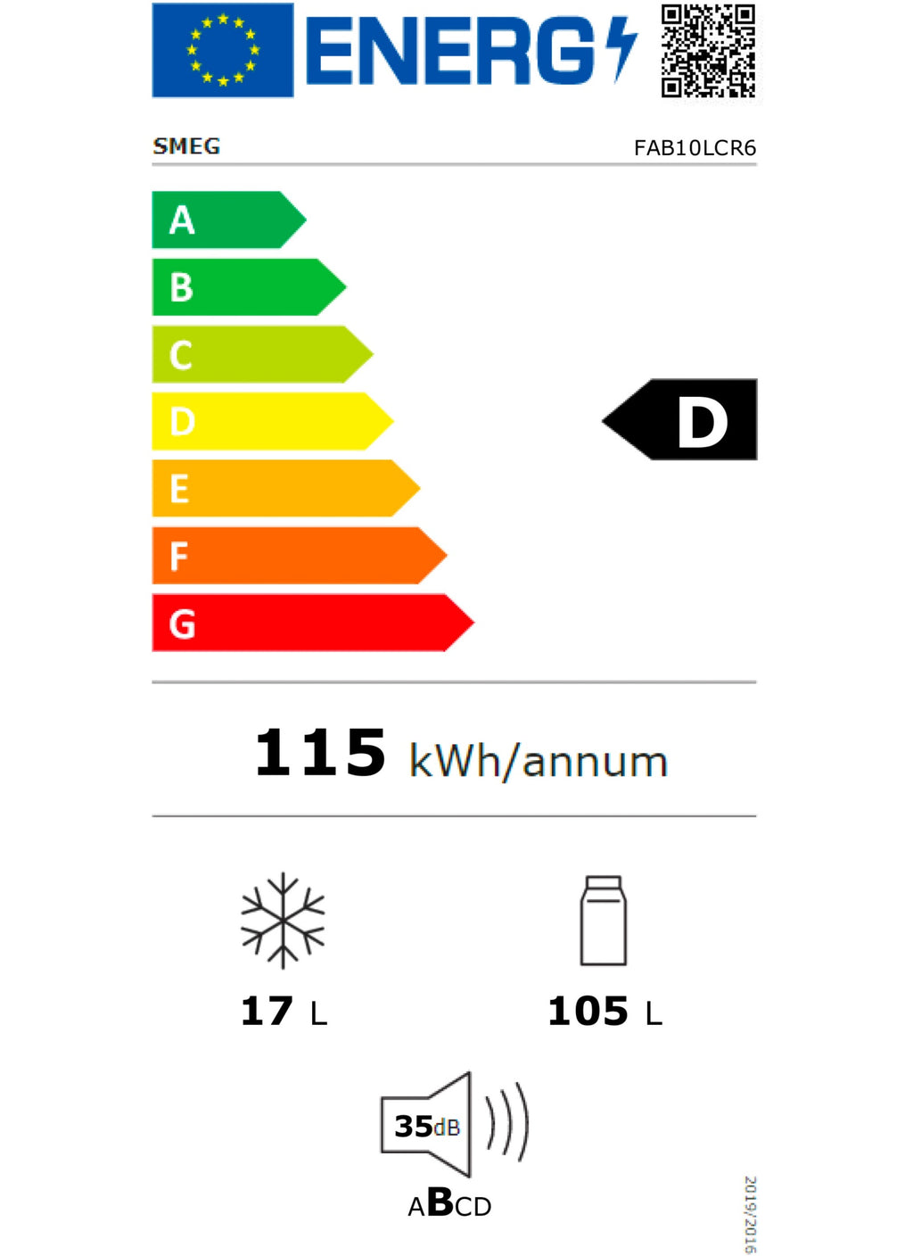 Réfrigérateur top SMEG FAB10LCR6