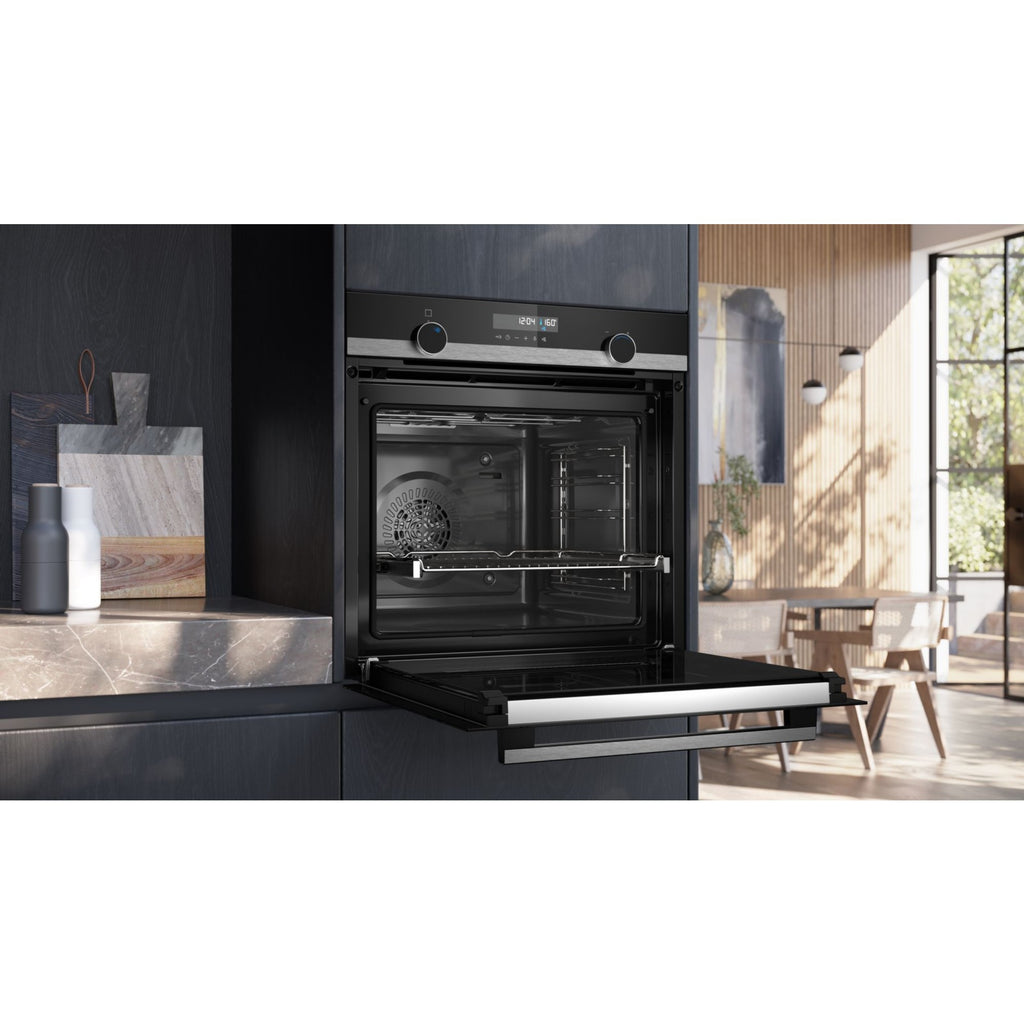 Four encastrable SIEMENS HB578GES3 - Pyrolyse - Hydrolyse - Chaleur pulsée - Rails télescopiques - iQ500 - Sonde de Cuisson