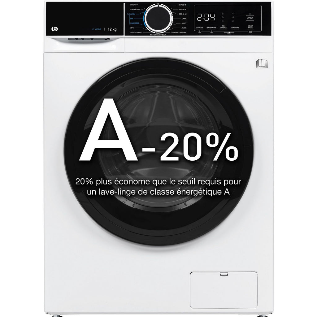 Lave linge hublot ESSENTIELB ELF1214-3b - 12 kg - 1351 tr/min - Classe A - Moteur induction