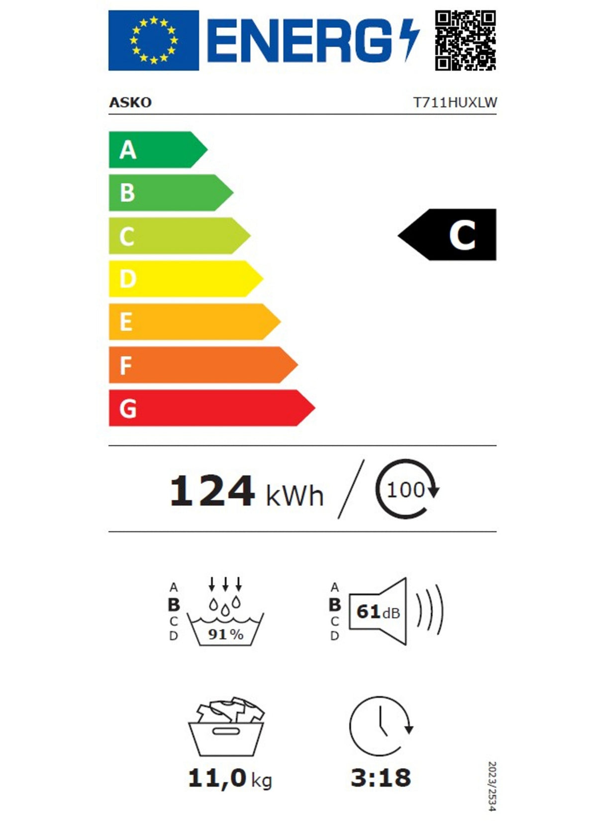 Sèche linge pompe à chaleur ASKO T711HUXLW