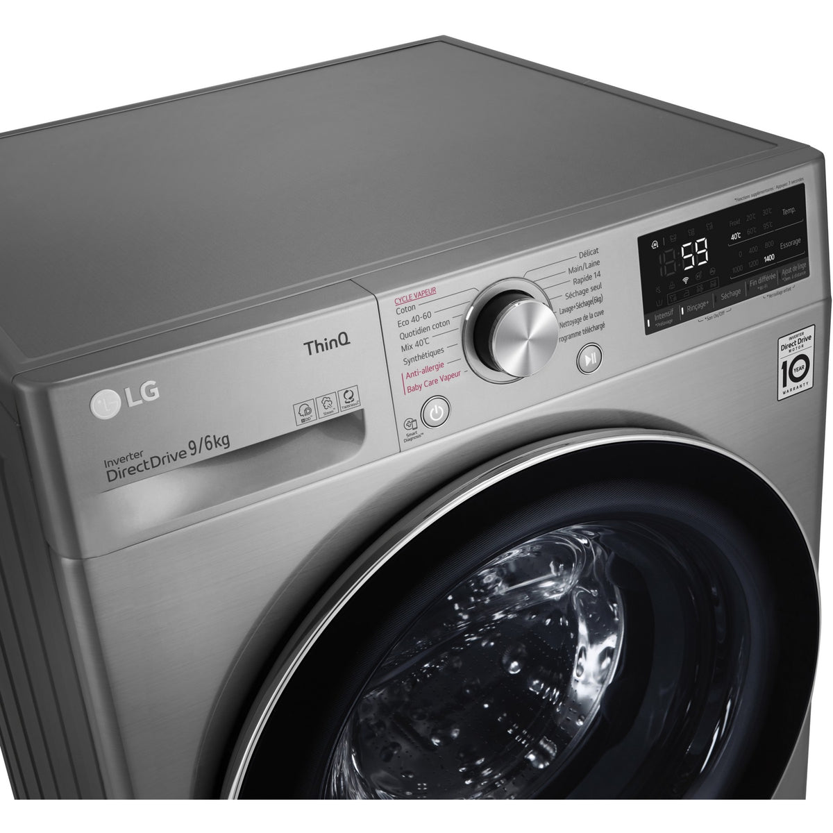 Lave linge séchant hublot LG F964V42IXRS Reconditionné