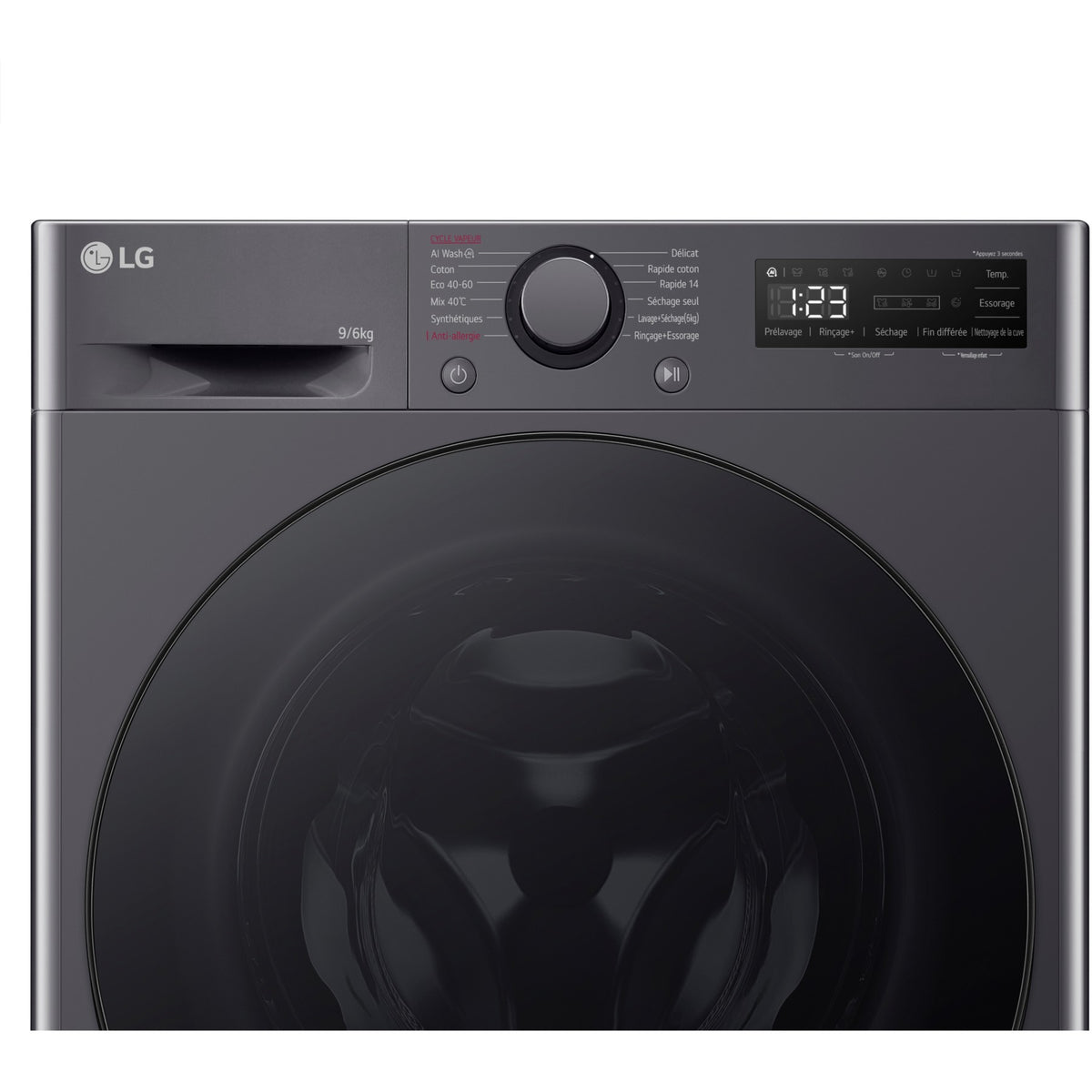 Lave linge séchant hublot LG F964R56MBRS - 9/6 kg - 1400 tr/min - Classe D - Moteur direct drive - Connecté - Noir