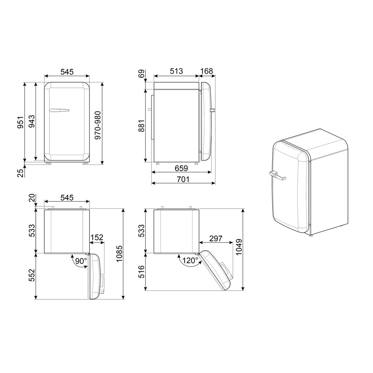 Réfrigérateur top SMEG FAB10ROR6