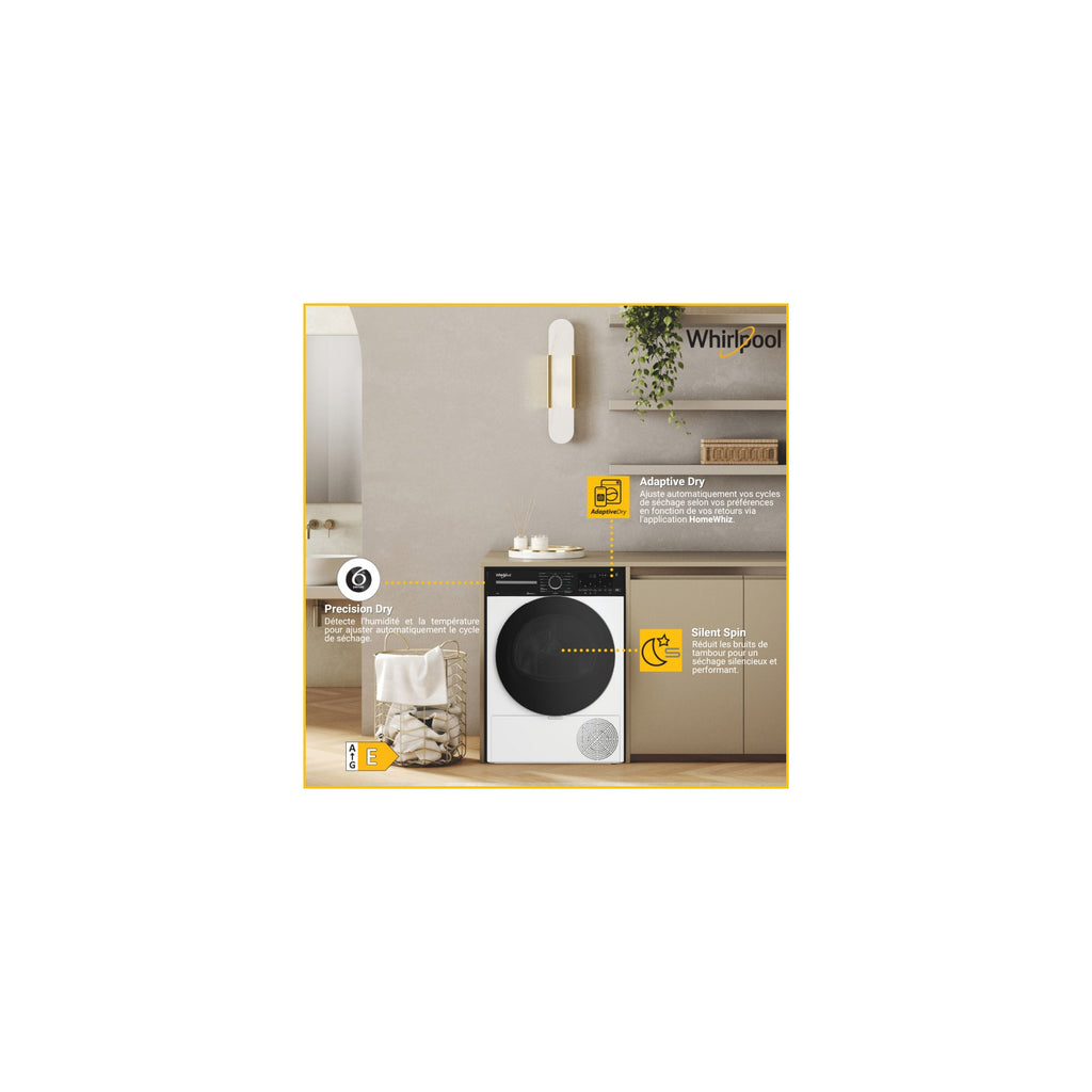Sèche linge pompe à chaleur WHIRLPOOL CWD122MWBSFR