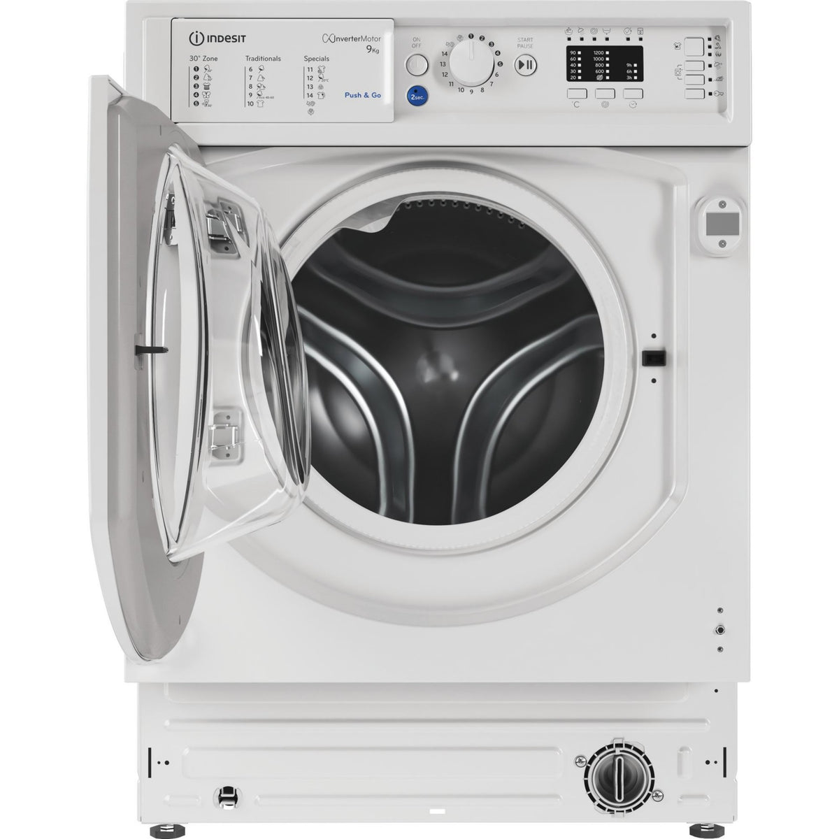 Lave linge hublot encastrable INDESIT BIWMIL9146FR - 9 kg - 1400 tr/min - Classe A - Moteur induction