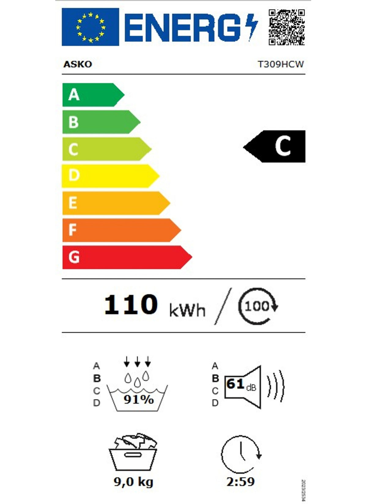 Sèche linge pompe à chaleur ASKO T309HCW