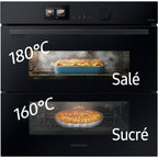 Four encastrable SAMSUNG NV7B6795JAK - Double cavité - Pyrolyse - Chaleur pulsée - Vapeur - Porte froide