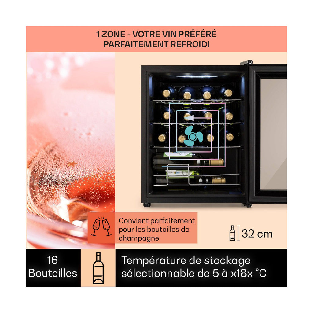 Cave à vin de service KLARSTEIN Shiraz 16 Uno 42L tactile