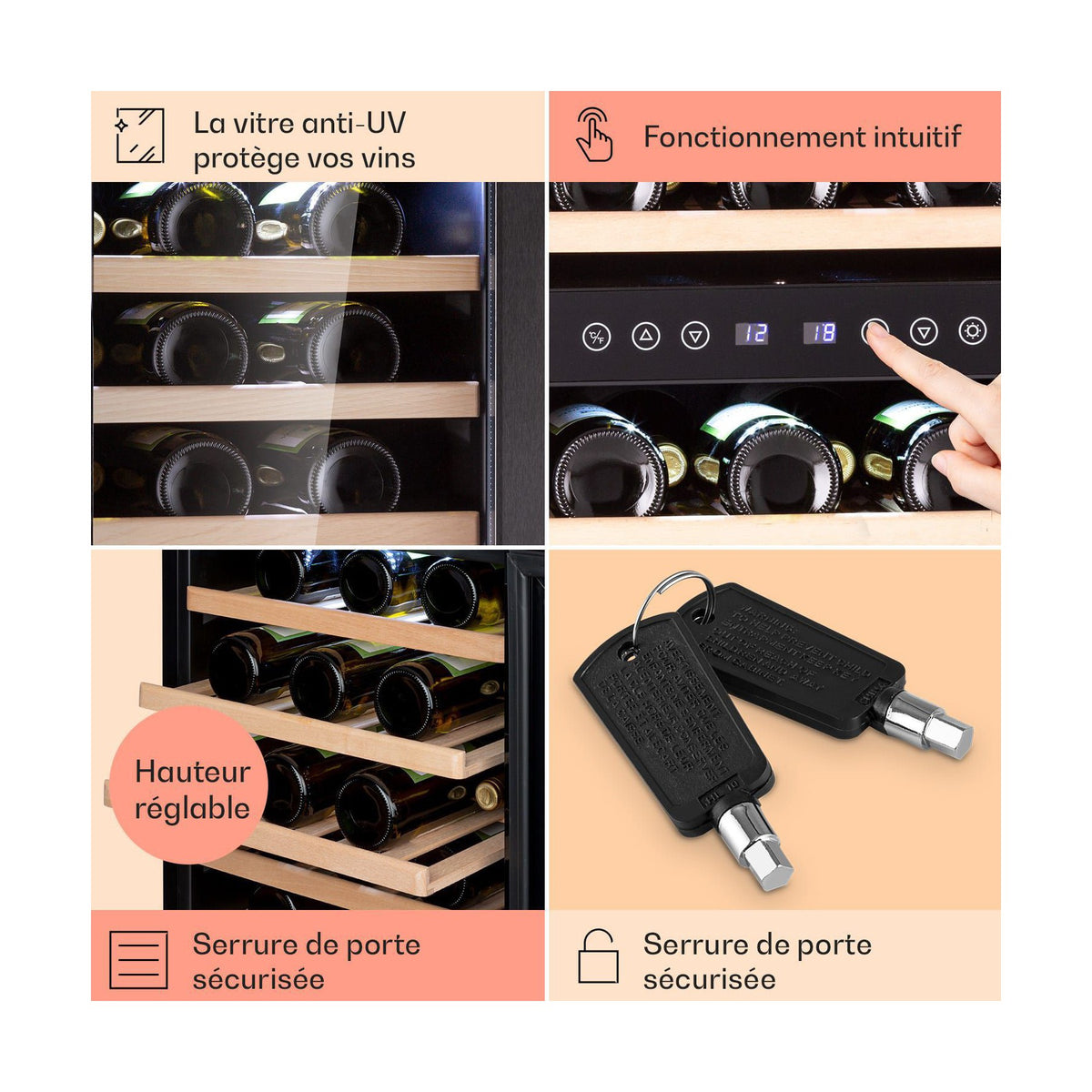 Cave à vin de service KLARSTEIN Barossa 73 Duo - 192L - Noir