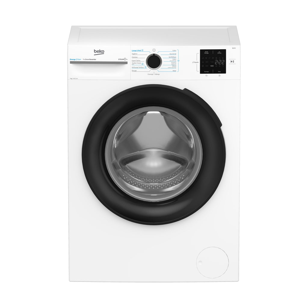 Lave linge compact BEKO BM3WFU47411B - 7 kg - 1400 tr/min - Classe A - Moteur induction - Energy Spin