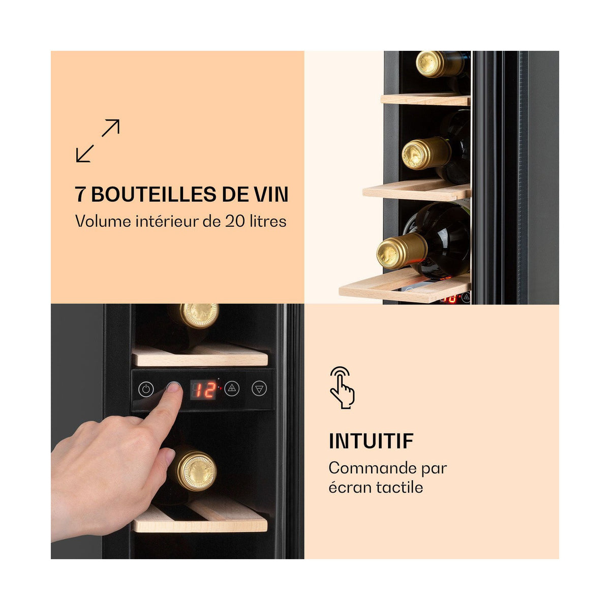 Cave à vin de service KLARSTEIN Vinovilla 7 Uno Built-In Noir