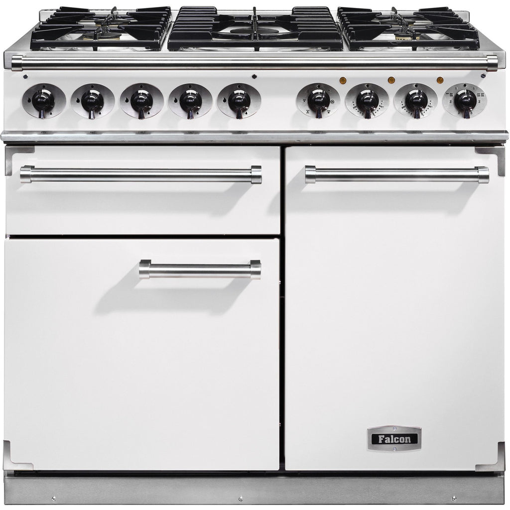 Piano de cuisson gaz FALCON Semi Pro DELUXE 100 BLANC NICKEL BROSSÉ
